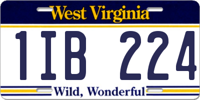 WV license plate 1IB224