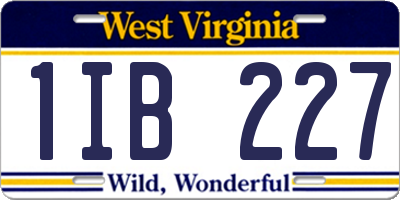 WV license plate 1IB227