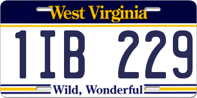 WV license plate 1IB229
