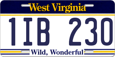 WV license plate 1IB230