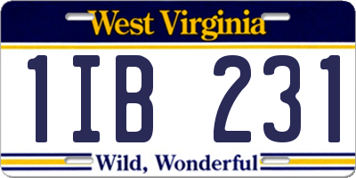 WV license plate 1IB231