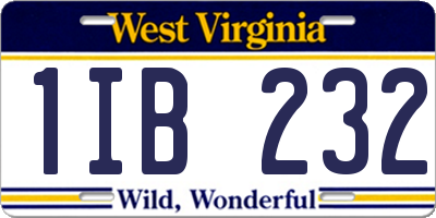 WV license plate 1IB232