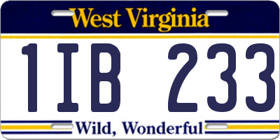 WV license plate 1IB233