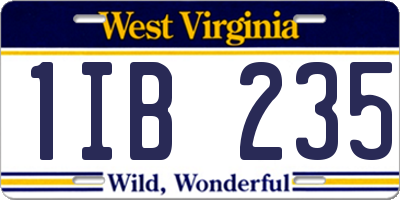 WV license plate 1IB235