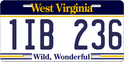 WV license plate 1IB236