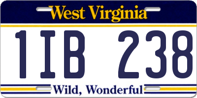 WV license plate 1IB238