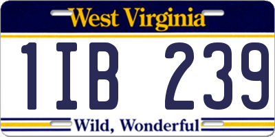 WV license plate 1IB239