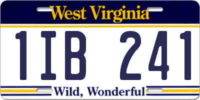 WV license plate 1IB241