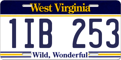WV license plate 1IB253