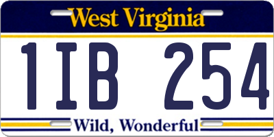 WV license plate 1IB254