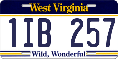 WV license plate 1IB257
