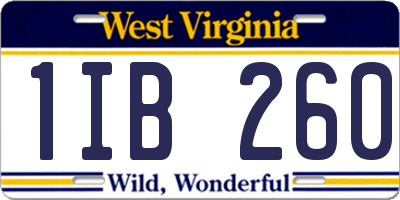WV license plate 1IB260