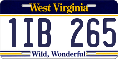 WV license plate 1IB265
