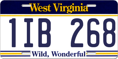 WV license plate 1IB268