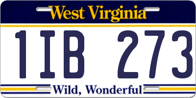 WV license plate 1IB273