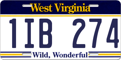 WV license plate 1IB274