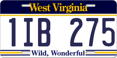 WV license plate 1IB275