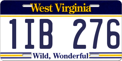 WV license plate 1IB276