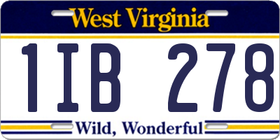 WV license plate 1IB278
