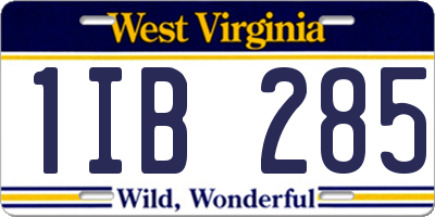 WV license plate 1IB285