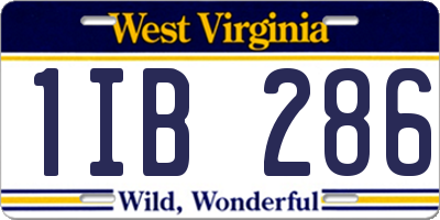 WV license plate 1IB286