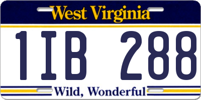 WV license plate 1IB288