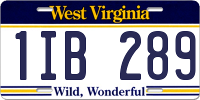 WV license plate 1IB289