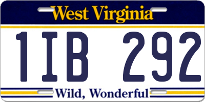 WV license plate 1IB292