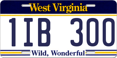 WV license plate 1IB300
