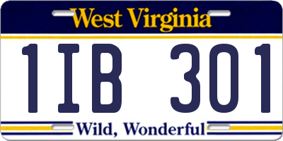 WV license plate 1IB301