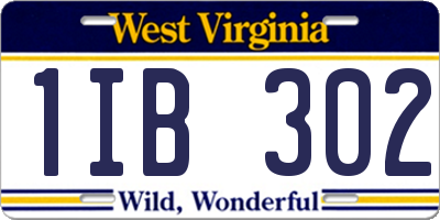 WV license plate 1IB302