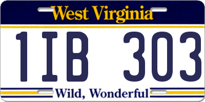 WV license plate 1IB303