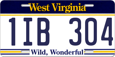 WV license plate 1IB304