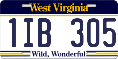 WV license plate 1IB305