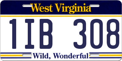 WV license plate 1IB308