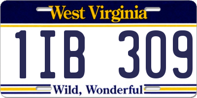 WV license plate 1IB309