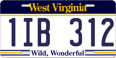 WV license plate 1IB312