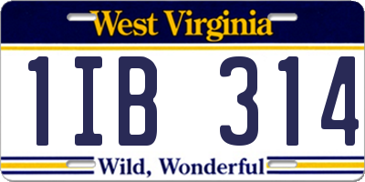 WV license plate 1IB314