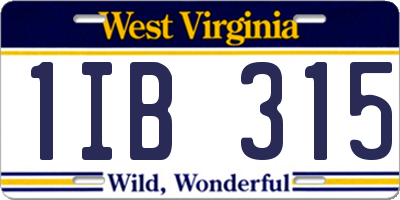 WV license plate 1IB315