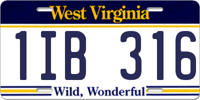 WV license plate 1IB316