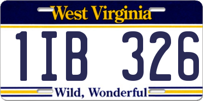 WV license plate 1IB326