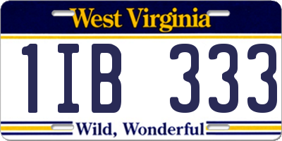 WV license plate 1IB333