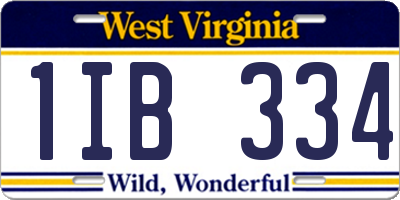 WV license plate 1IB334