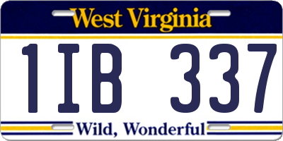 WV license plate 1IB337