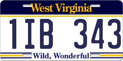 WV license plate 1IB343