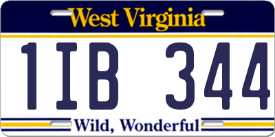WV license plate 1IB344