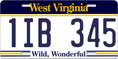 WV license plate 1IB345