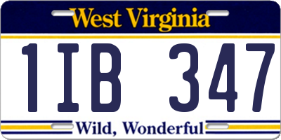 WV license plate 1IB347