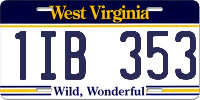 WV license plate 1IB353