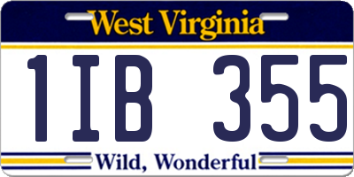 WV license plate 1IB355